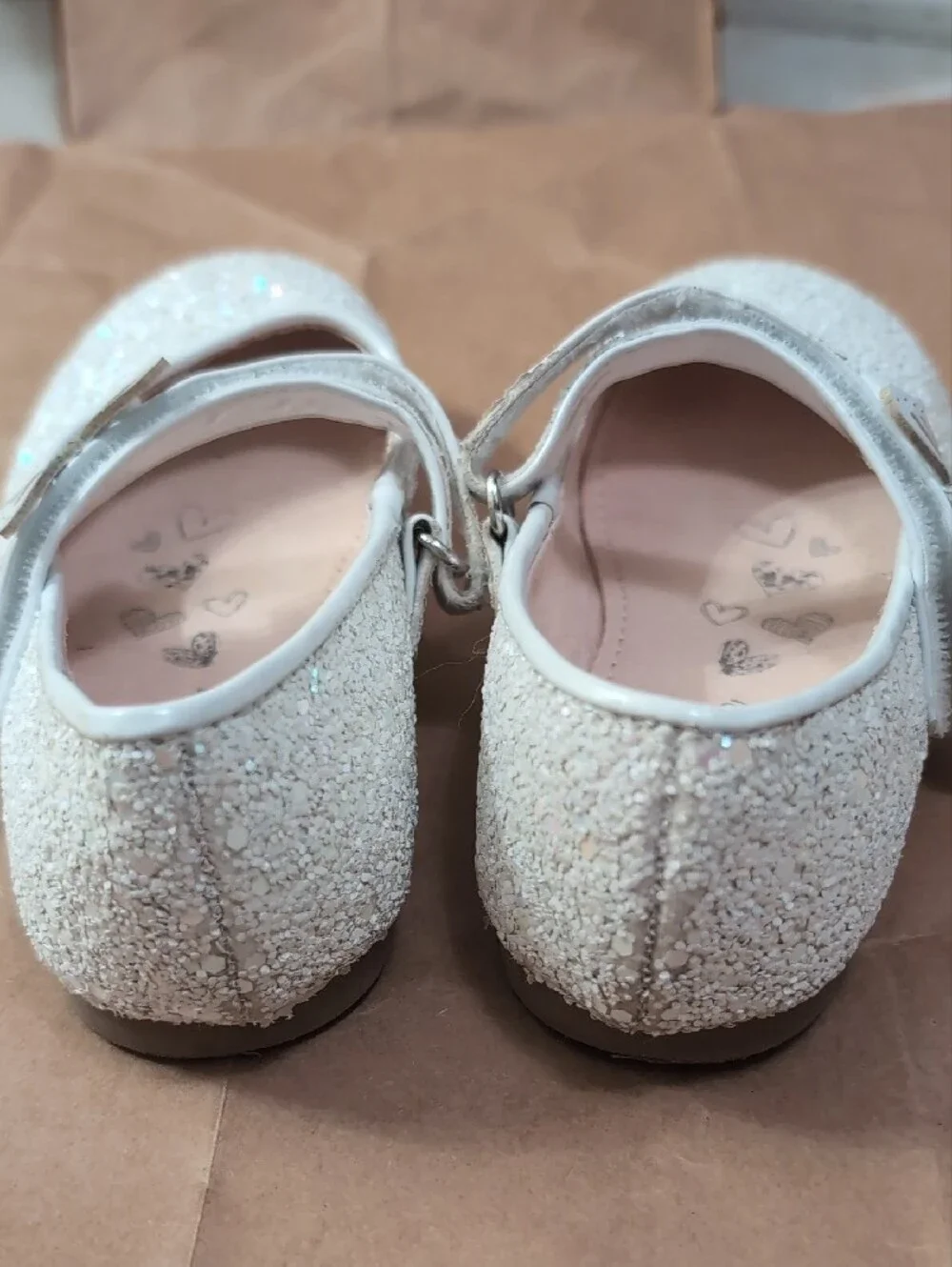 Girls Sparkle Mary Jane and Bow Ballet Flats - Pink & Ivory